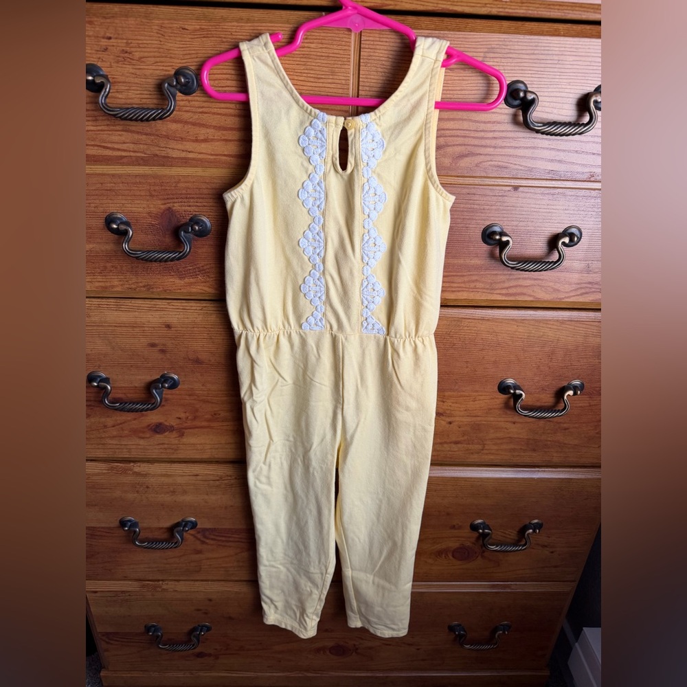 Janie & Jack yellow embroidered romper size 4